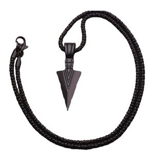 Unisex Black Arrowhead Necklace